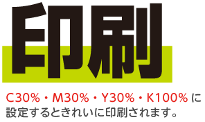 C30%・M30%・Y30%・K100%に設定するときれいに印刷される