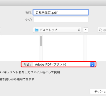 フォーマットとファイル名を指定